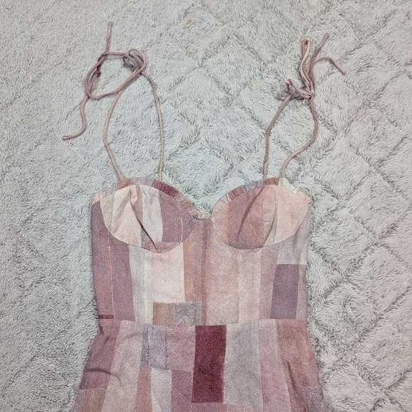 Wilfred Dress Womens 0 Purple Fable Patchwork Mini Sleeveless Sweetheart - Picture 2 of 11